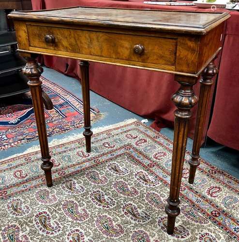 A 19th century walnut side table with single frieze drawer