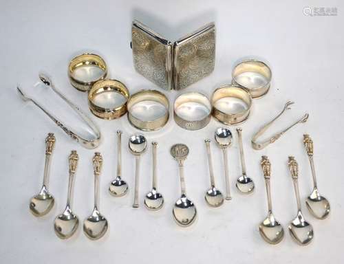 Six late Victorian silver teaspoons and other silver items