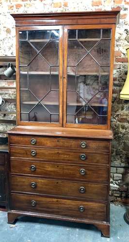 A Victorian mahogany secretaire library bookcase