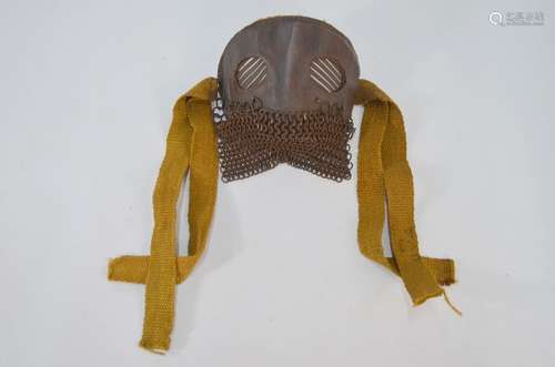 A World War I leather and chain mail tank 'Spatter' mask