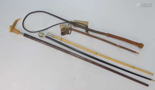 An early RAF Officer's ebonised swagger stick and other items