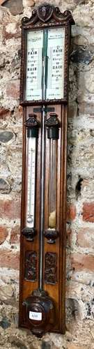 Brown & Son, Newcastle On Tyne, an Admiral Fitzroy style oak barometer