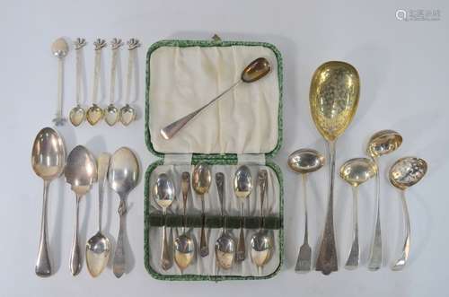 George III silver sifter ladle and other silver