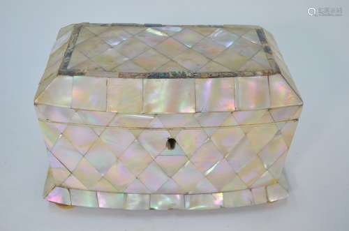 A Victorian mother of pearl tea caddy