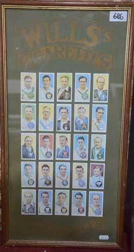 Framed set of cigarette cards - 1928 Australian cricketers etc.