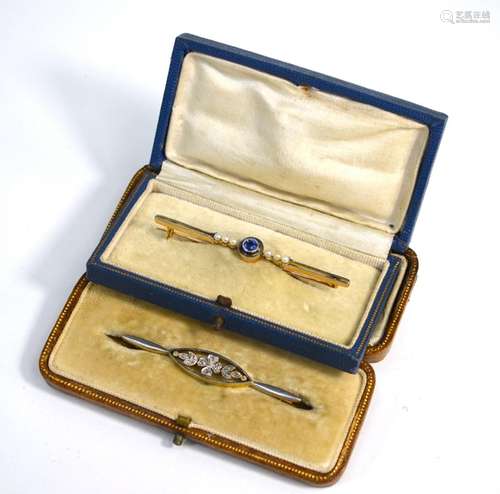 Two Edwardian bar brooches