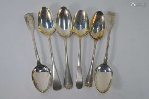 Six Georgian silver tablespoons