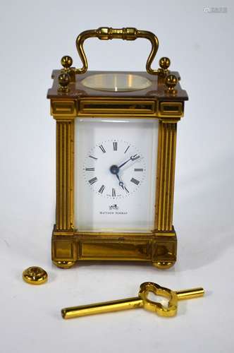 Matthew Norman - a Swiss miniature lacquered brass carriage clock