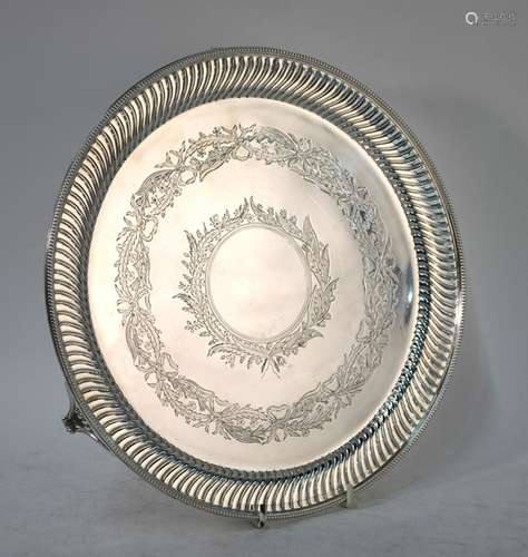 Victorian silver letter salver