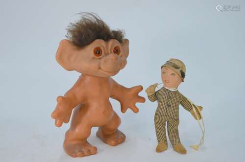 Dam Things rubber troll and Lupino Lane man doll