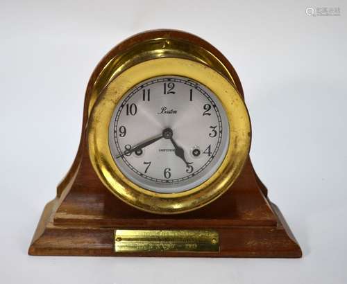 Chelsea Clock USA, a Boston shipstrike brass cased bulkhead style clock