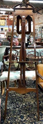 A good late 19th century inlaid walnut gallery easel in the Sheraton Revival style