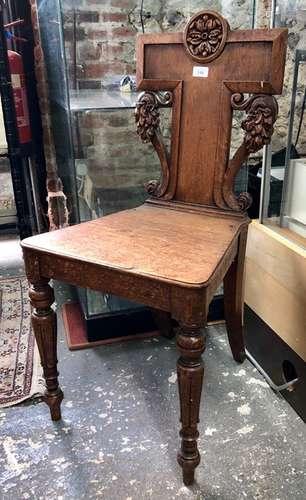 Victorian oak hall chair