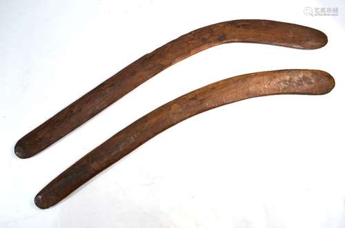 Two Australian Aboriginal boomerangs