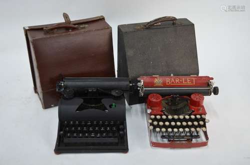 A George V Bar-Lock portable typewriter and another