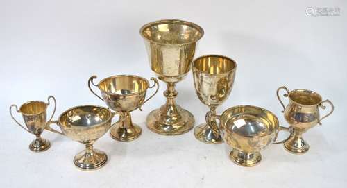 Seven silver trophy cups