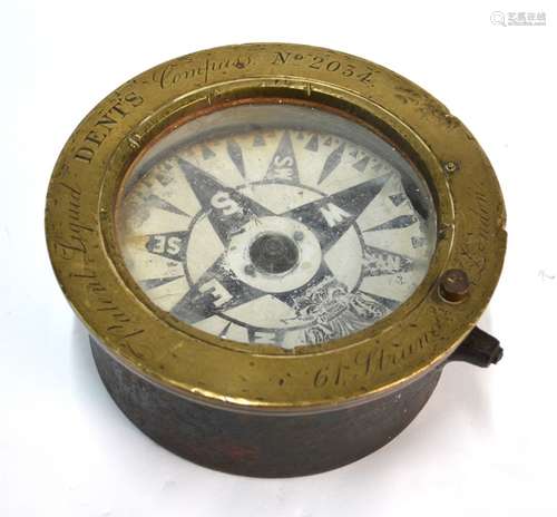 An antique Dents patent liquid ship's compass No. 2034