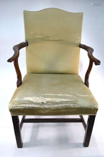 A Chippendale style mahogany elbow chair, 19th century