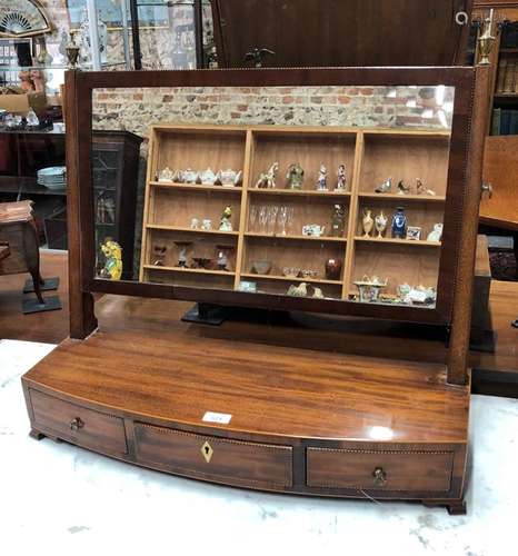 A Victorian bow-front platform toilet mirror