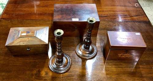 Three various Regency/ Victorian mahogany and rosewood boxes