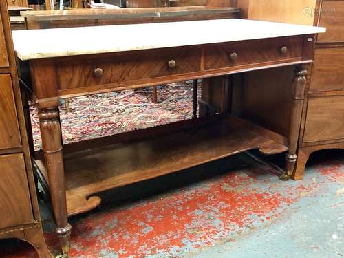 A late 19th century white marble top wash stand