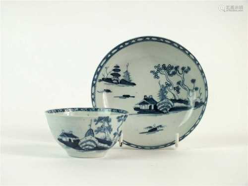 A Richard Chaffers, Liverpool 'Cannonball' tea bowl and saucer