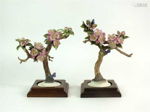 A pair of Royal Worcester models of Crab Apple and Butterflies