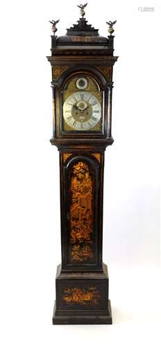 A George II gilt japanned long case clock, mid 18th century