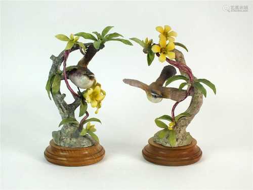 A pair of Royal Worcester models of Bewick Wrens