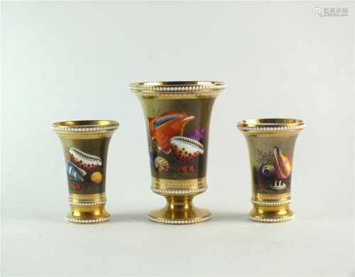 A garniture of three Spode match pots