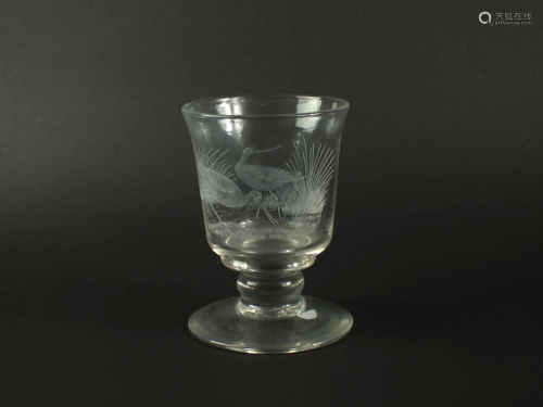 A Cumbria Crystal goblet engraved with Godwits