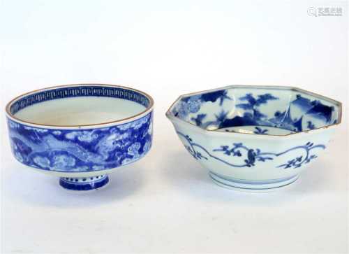 Two 19th century Japanese blue and white bowls