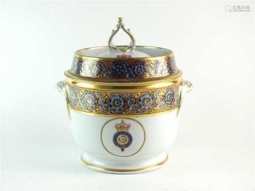 An English porcelain Order of the Garter armorial ice pail and cover