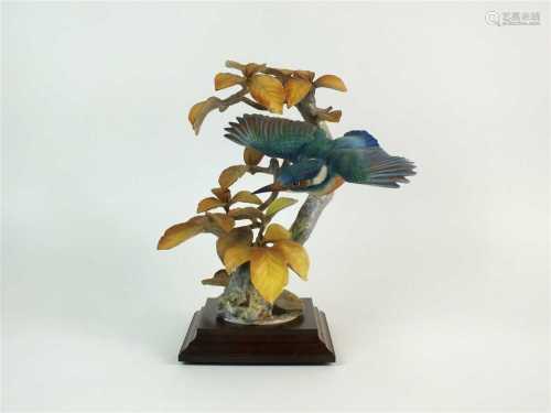 A Royal Worcester model of a Kingfisher and Autumn Beech