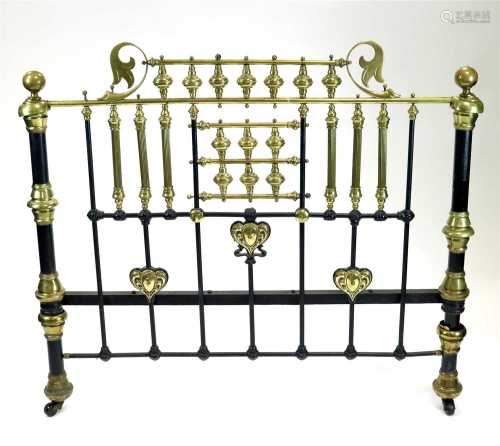 A good quality Victorian bed frame, decorated in the Art Nouveau manner