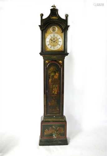 An early 18th century Chinoiserie cased long case clock