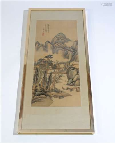 A Chinese painting and calligraphy on silk