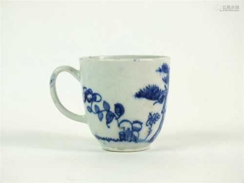 A Bow porcelain blue and white coffee cup