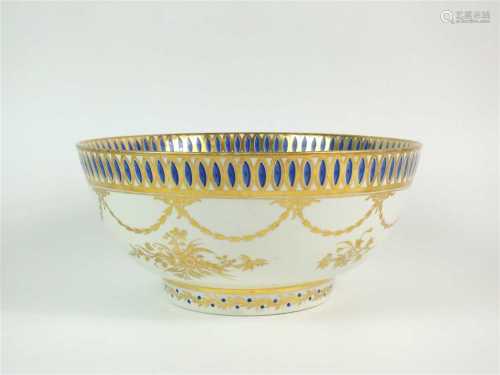 A rare Caughley polychrome George IV Prince of Wales punch bowl