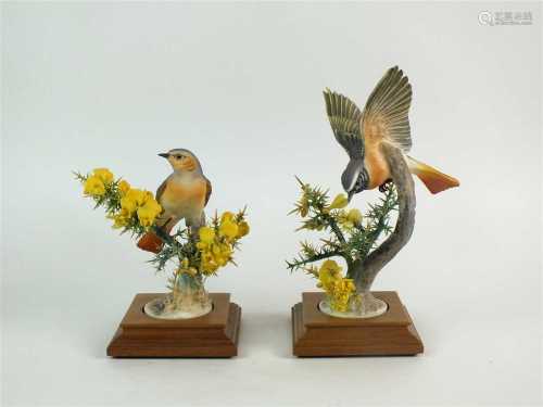 A pair of Royal Worcester models of Redstarts and Gorse