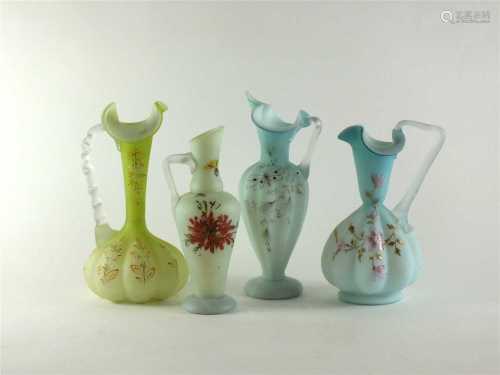 Four Victorian Burmese glass jugs