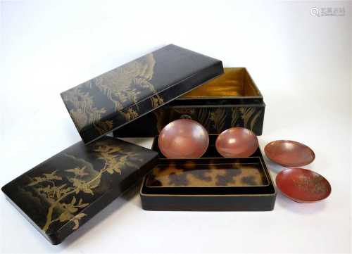 A selection of Japanese lacquer ware