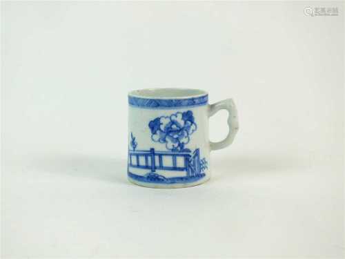A Bow porcelain blue and white coffee can
