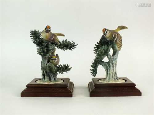 A pair of Royal Worcester models of Kinglets