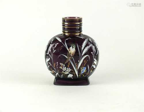 A Victorian enamelled glass vase