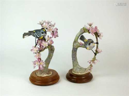 A pair of Royal Worcester models of Myrtle Warblers