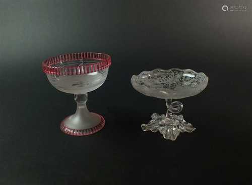 A late 19th century Stourbridge sweetmeat dish and a Victorian sugar bowl