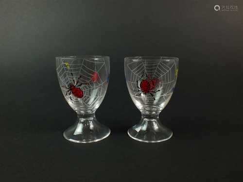 A pair of Stuart enamelled 'Spider' cocktail glasses