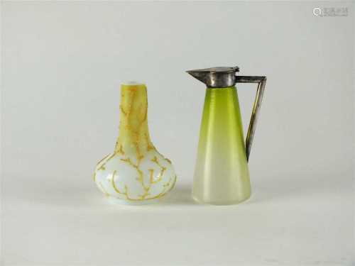 A Thomas Webb Coralene vase and Hukin and Heath jug