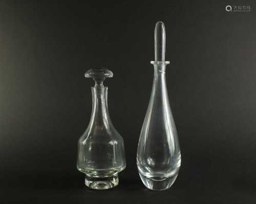 Two Orrefors glass decanters and stoppers